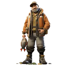 3D fisherman man holding a fish, full body.